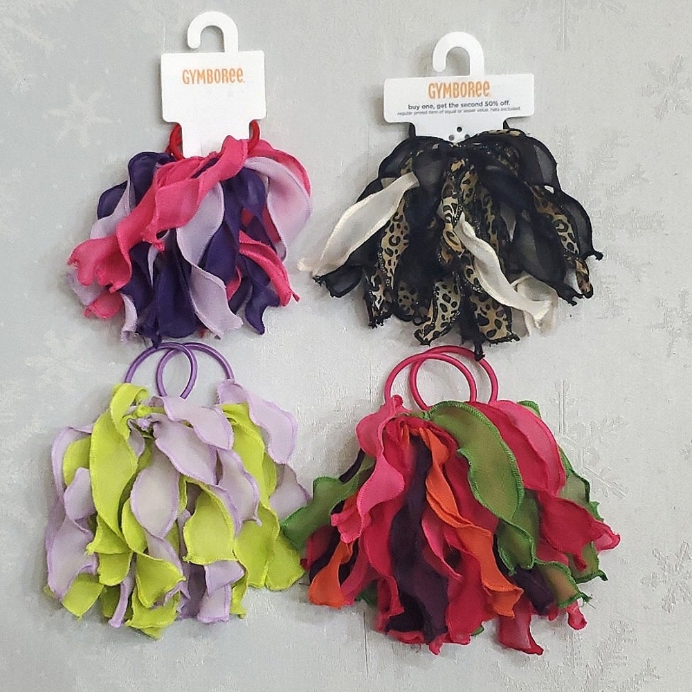 Gymboree Lot of (4) Sets of Multicolor Wavy Ponytail Holders